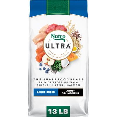 Alimento seco para perros Ultra Adult Large Breed High Protein Trio of Proteins, pollo, cordero y salmón, bolsa de 30 lb