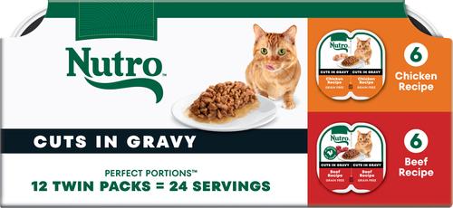 Perfect Portions Grain-Free Cuts in Gravy Chicken Recipe Adult Wet Cat Food Trays, 2.65-oz, case of 24 twin-packs