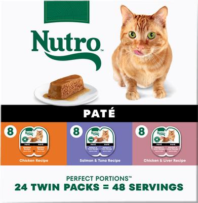 Perfect Portions Grain-Free Salmon & Tuna Soft Pate Wet Cat Food, 2.6-oz, case of 24 twin-packs