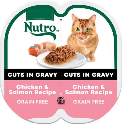 Perfect Portions Grain-Free Cuts in Gravy Chicken & Salmon Recipe Cat Food Trays, 2.65-oz, case of 24 twin-packs