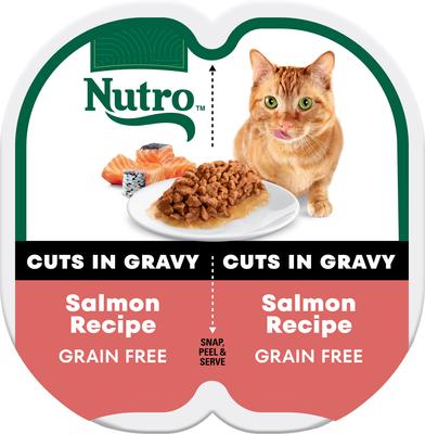 Perfect Portions Grain-Free Cuts in Gravy Salmon Recipe Cat Food Trays, 2.65-oz, case of 24 twin-packs