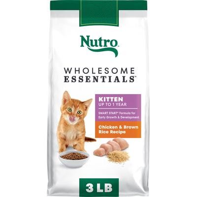 Alimento seco para gatos Wholesome Essentials con receta de pollo y arroz integral para gatitos, bolsa de 3 lb