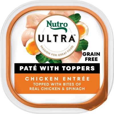 Ultra Grain-Free Chicken Entree Pate with Toppers Adult Wet Dog Food Trays, 3.5-oz, case of 24