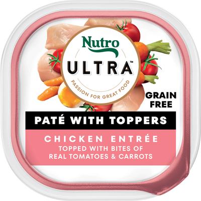 Ultra Grain-Free Chicken Entree Pate with Toppers Adult Wet Dog Food Trays, 3.5-oz, case of 24
