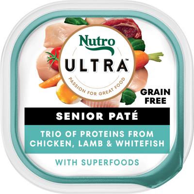 Ultra Grain-Free Trio Protein Chicken, Lamb & Whitefish Pate with Superfoods Senior Wet Dog Food Trays, 3.5-oz tray, case of 24