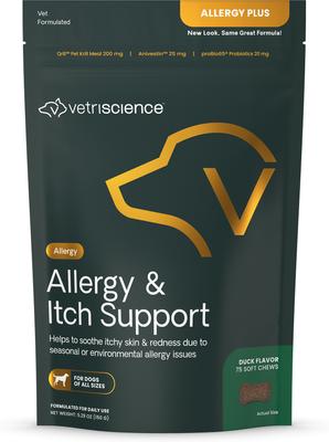 Allergy & Itch Support Duck Flavored Allergy Plus Skin & Immune Supplement for Dogs, 75 Count