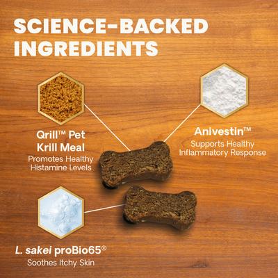 Allergy & Itch Support Duck Flavored Allergy Plus Skin & Immune Supplement for Dogs, 75 Count