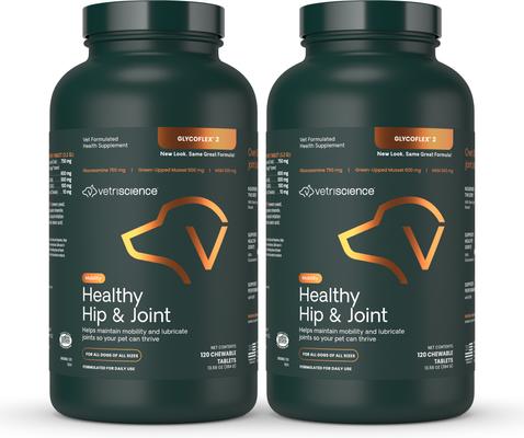 GlycoFlex 2 Healthy Hip & Joint Chicken-Flavored Chews with Glucosamine & Green-Lipped Mussel Supplement for Dogs, 120 count