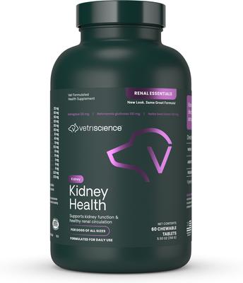 Suplemento masticable Renal Essentials para la salud renal con sabor a humo para perros, 60 comprimidos