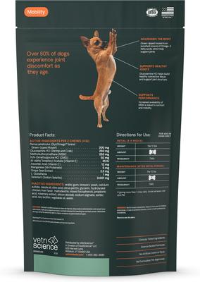 GlycoFlex 3 Chicken Flavored Chews with Glucosamine & Green-Lipped Mussel Supplement for Small Dogs, 60 count