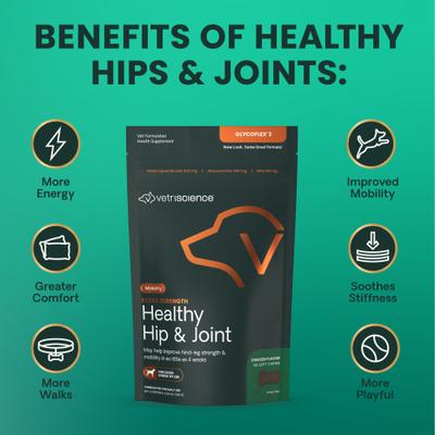 GlycoFlex 3 Chicken Flavored Chews with Glucosamine & Green-Lipped Mussel Supplement for Small Dogs, 60 count