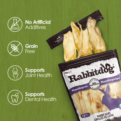Rabbitdog Rabbit Ears Dog Natural Chew Treats, 10-oz bag, 15 count