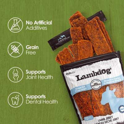 Golosinas de carne seca sin cereales Lambdog Lambdog, bolsa de 8 oz, 10 unidades