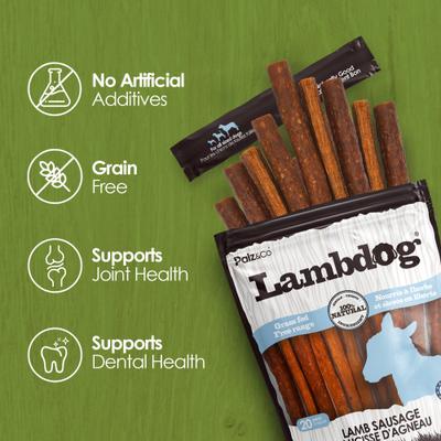 Lambdog Lamb Grain-Free Soft & Chewy Sausage Dog Treats, 20-oz bag, 20 count