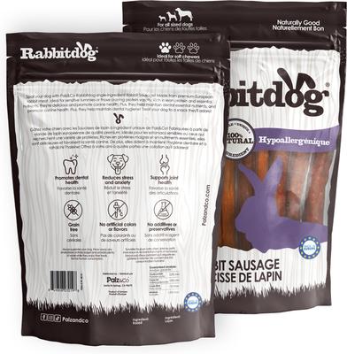 Rabbitdog Rabbit Grain-Free Soft & Chewy Sausage Dog Treats, 20-oz bag, 20 count