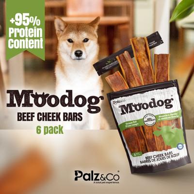 Moodog Beef Grain-Free Soft & Chewy Cheek Strips Bars Dog Treats, 6-oz bag, 6 count