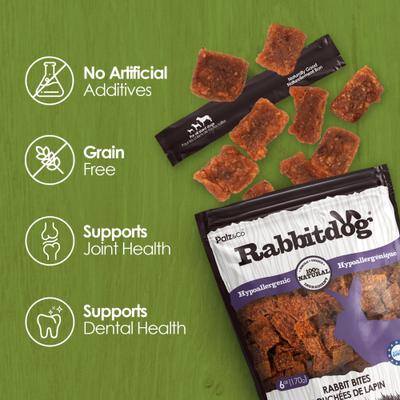 Rabbitdog Rabbit Grain-Free Soft & Chewy Bites Dog Treats, 6-oz bag