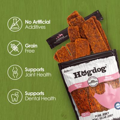 Hogdog Pork Grain-Free Jerky Dog Treats, 8-oz bag, 10 count