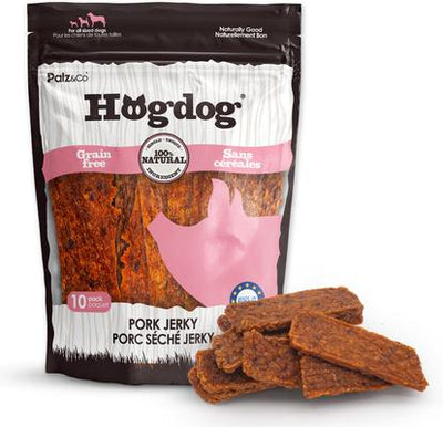 Hogdog Pork Grain-Free Jerky Dog Treats, 8-oz bag, 10 count