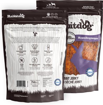 Rabbitdog Rabbit Grain-Free Jerky Dog Treats, 8-oz bag, 10 count