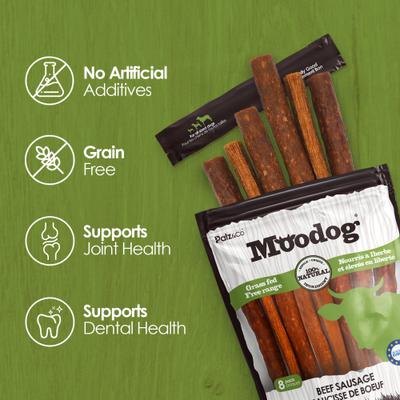 Moodog Beef Grain-Free Soft & Chewy Sausage Dog Treats, 12-oz bag, 8 count