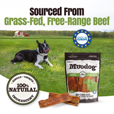 Moodog Beef Grain-Free Soft & Chewy Cheek Strips Bars Dog Treats, 6-oz bag, 6 count