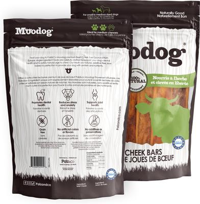 Moodog Beef Grain-Free Soft & Chewy Cheek Strips Bars Dog Treats, 6-oz bag, 6 count