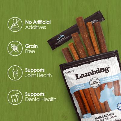 Lambdog Lamb Grain-Free Soft & Chewy Sausage Dog Treats, 12-oz bag, 8 count