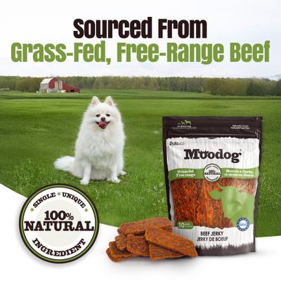 Moodog Beef Grain-Free Jerky Dog Treats, 8-oz bag, 10 count