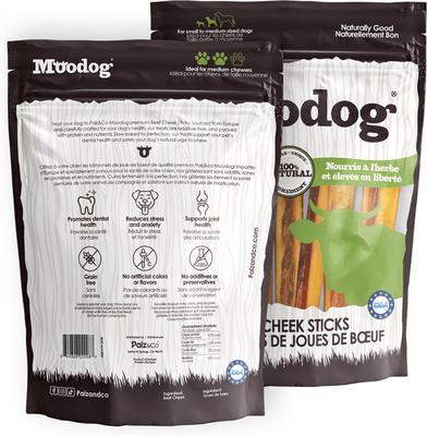 Tiras de mejillas suaves y masticables sin cereales Moodog, paquete de 12 golosinas para perros, 10 oz