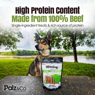 Moodog Beef Grain-Free Jerky Dog Treats, 8-oz bag, 10 count