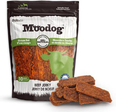 Moodog Beef Grain-Free Jerky Dog Treats, 8-oz bag, 10 count