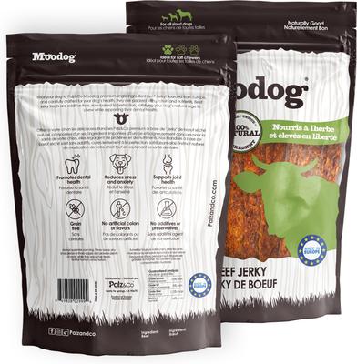 Moodog Beef Grain-Free Jerky Dog Treats, 8-oz bag, 10 count