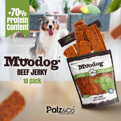 Moodog Beef Grain-Free Jerky Dog Treats, 8-oz bag, 10 count