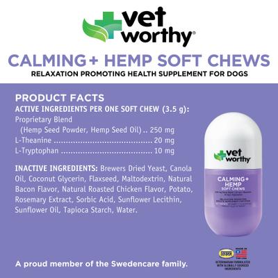 Calming + Hemp Soft Chew Allergy Supplement for Dogs, 60 count