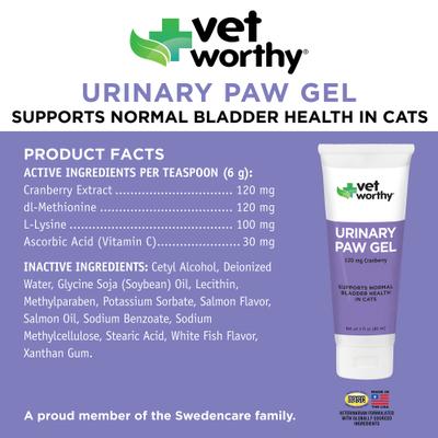 Paw Gel Feline Urinary Support Supplement for Cats, 3-oz tube