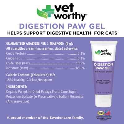 Paw Gel Feline Digestive Aid Supplement for Cats, 3-oz tube