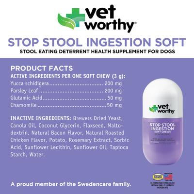 Stop Stool Ingestion Soft Chew Dogestive Aid Supplement for Dogs, 60 count