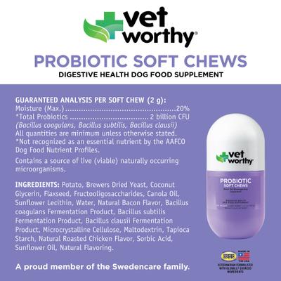 Probiotic Soft Chew Digestive Health Support Supplement for Dogs, 60 count