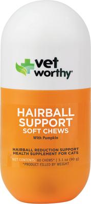 Feline Hairball Support with Pumpkin Soft Chew Skin & Coat Supplement for Cats, 60 count