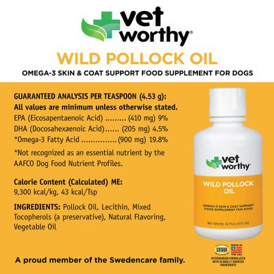 Wild Pollock Oil Liquid Skin & Coat Supplement for Dogs, 16-fl oz bottle
