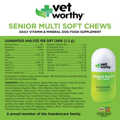 Multi-Vitamins Soft Chew Supplement for Senior Dogs, 60 count