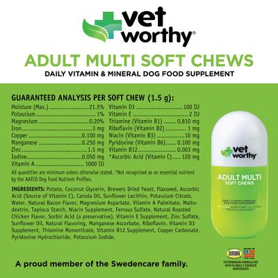 Multi-Vitamins Soft Chew Supplement for Dogs, 60 count