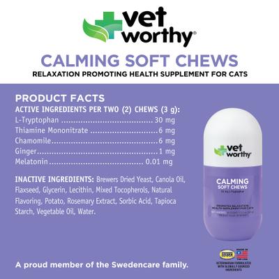 Feline Calming Soft Chews Allergy & Anxiety Supplement for Cats, 60 count