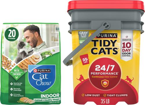 Bundle: Tidy Cats 24/7 Performance Scented Clumping Clay Litter + Cat Chow Indoor Hairball & Healthy Weight Dry Cat Food, 20-lb bag