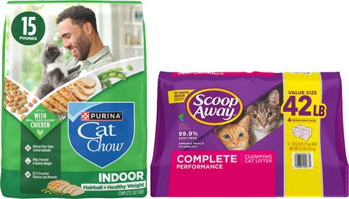 Bundle: Scoop Away Complete Performance Fresh Scented Clumping Clay Litter + Cat Chow Indoor Hairball & Healthy Weight Dry Cat Food