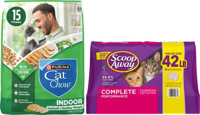Bundle: Scoop Away Complete Performance Fresh Scented Clumping Clay Litter + Cat Chow Indoor Hairball & Healthy Weight Dry Cat Food
