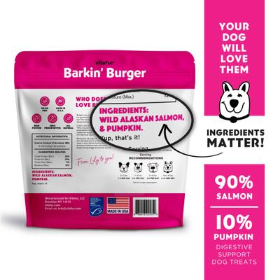 Barkin Burger Salmon & Pumpkin Grain-Free Dehydrated Dog Treats, 16-oz bag