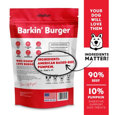 Barkin Burger Beef & Pumpkin Dog Treat, 4-oz bag