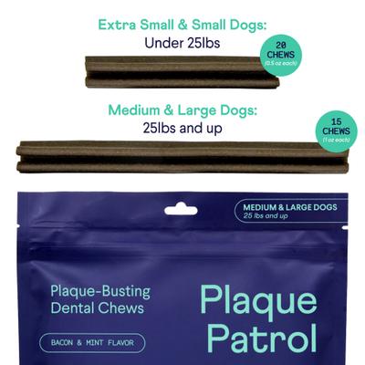 Plaque Patrol Dental Sticks Dog Treats, Large, 15 count